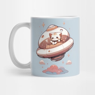 Cat on a flying saucer Mug